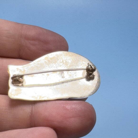 VTG Solid Sterling Silver 925 Puffed Sleeping Cat Brooch Size 1.5'' Length - Picture 4 of 7